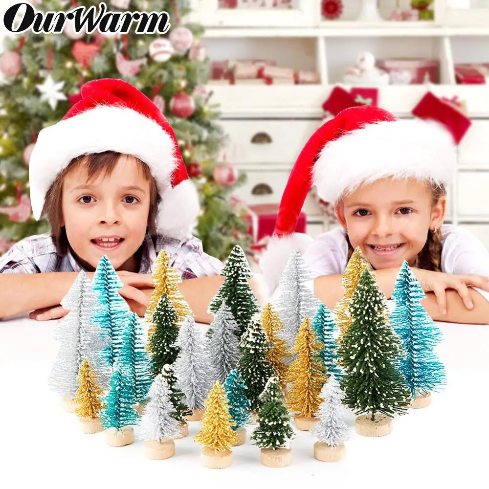 OurWarm 24 шт. Мини Рождественская елка маленькая сосновая елка настольное украшение для дома НОВОГОДНИЕ ПОДАРКИ счастливое украшение для рождественской вечеринки