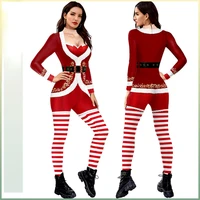 new functional ladies performance clothes one piece christmas red long sleeve homewear festive female jumpsuit women clothing
