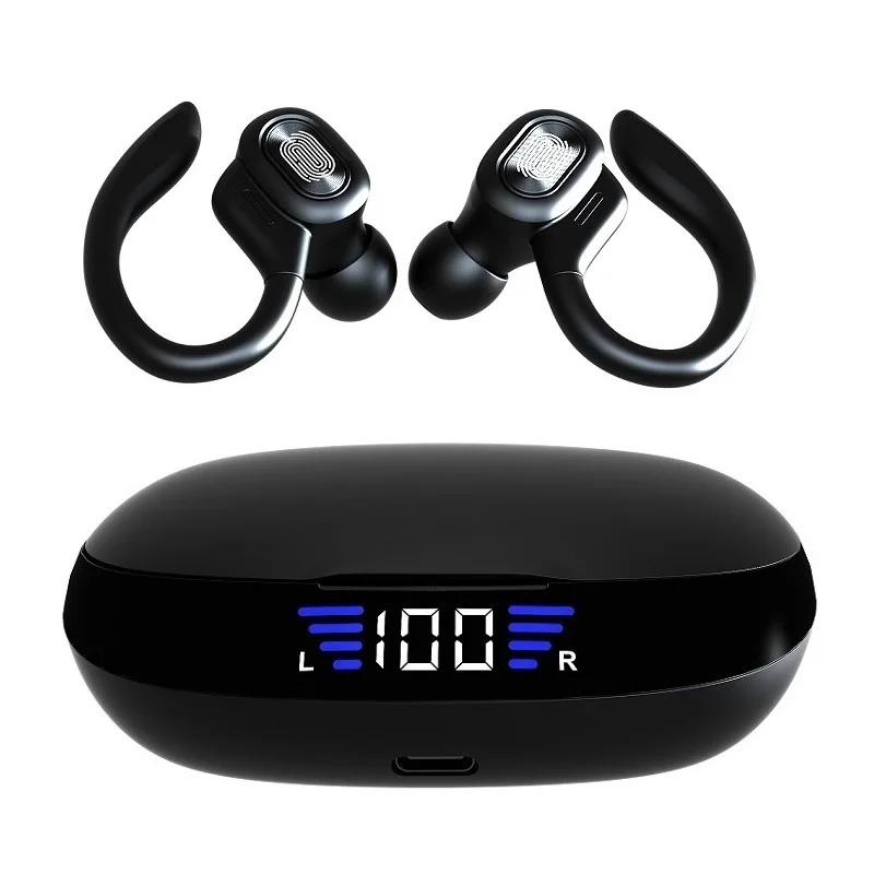 

VV2 Bluetooth Earphones With Microphones Sport Ear Hook LED Display Wireless Headphones HiFi Stereo Earbuds Waterproof Headsets