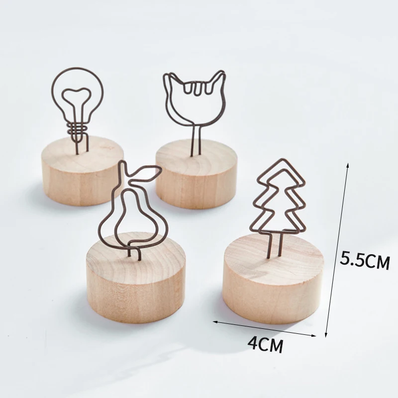 

Wooden Iron Clip Memo Clips Cartoon Cards Holder Japanese Style Cute Shape Desktop Ornaments Creative Crafts Home Decor