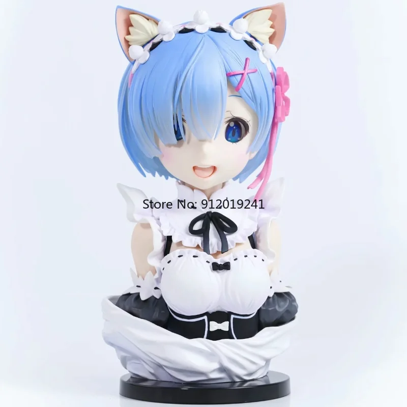 Re:ZERO Start Life In other World Rem Ram Cat Ear Ver. Голова бюст портрет 22 см ПВХ аниме фигурка половина