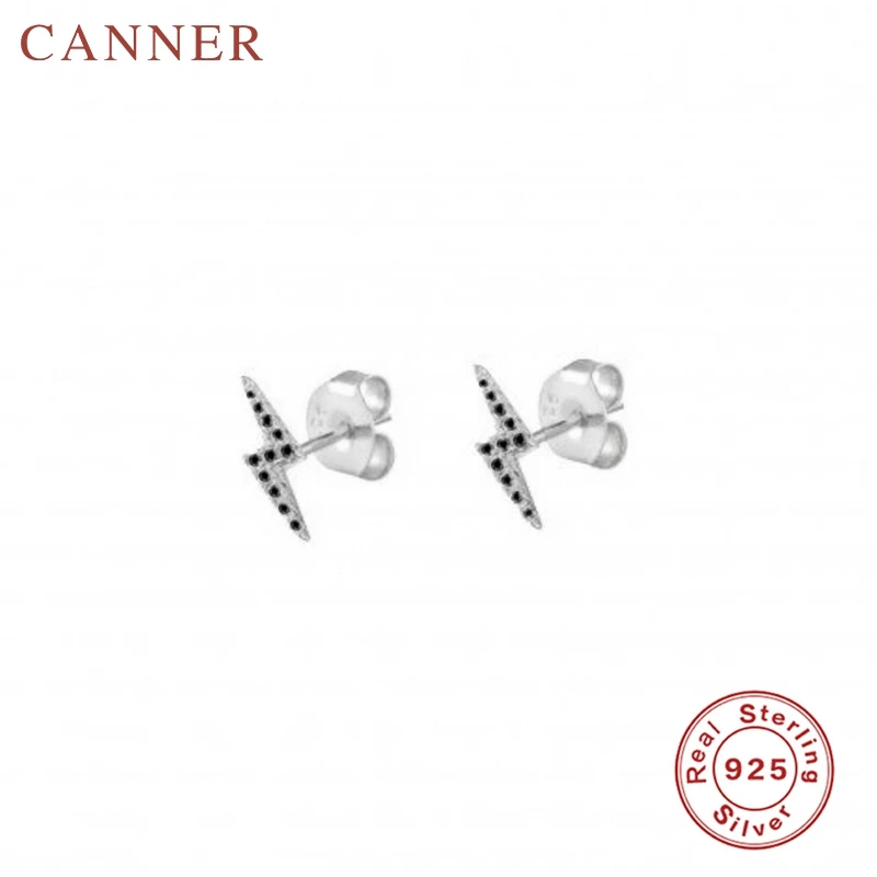 

Fashion Minimalist 925 Sterling Silver Stud Earrings for Women Simple CZ Zircon lightning Earrings Female Jewelry