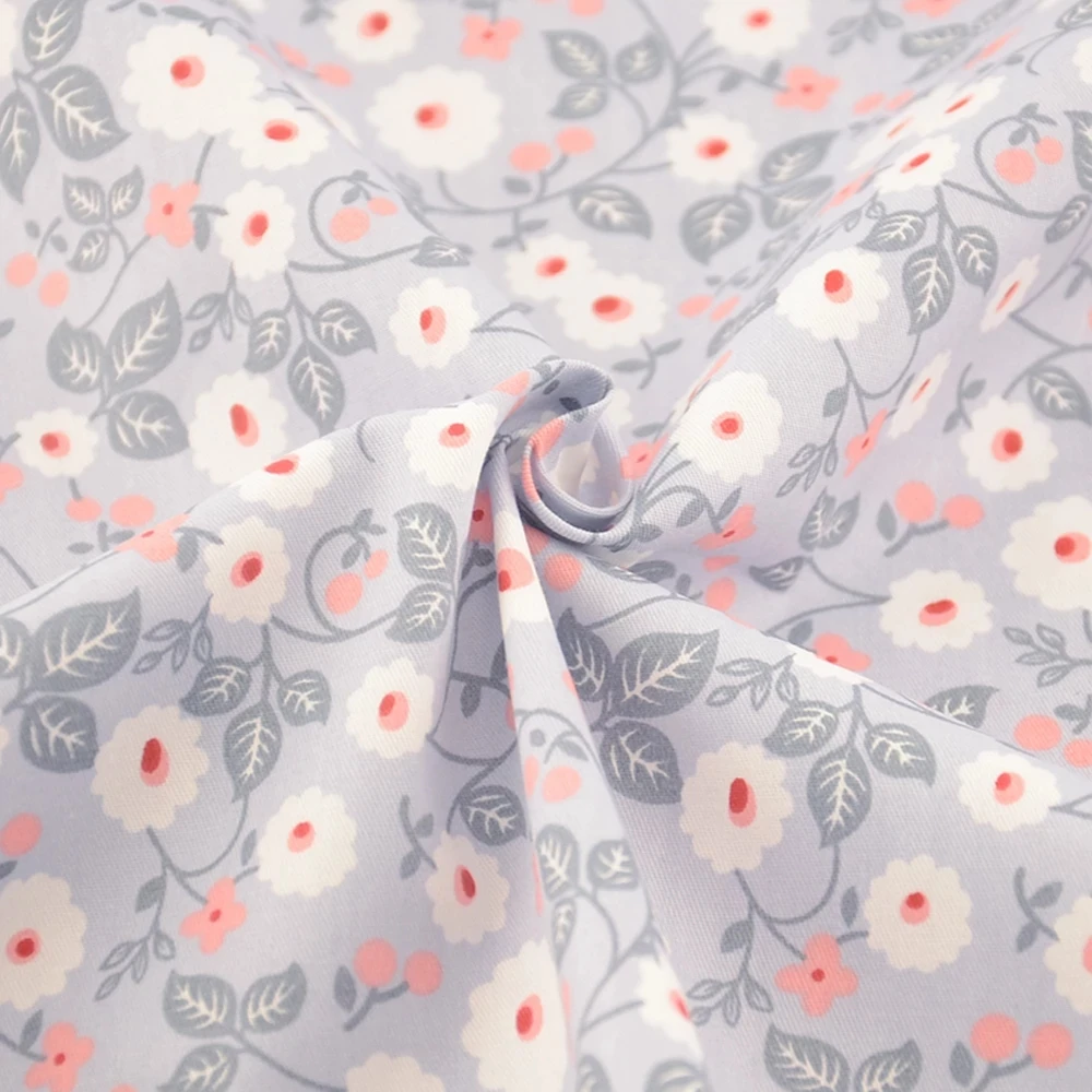 Хлопковая саржевая ткань Booksew с голубым цветочным принтом лоскутное шитье