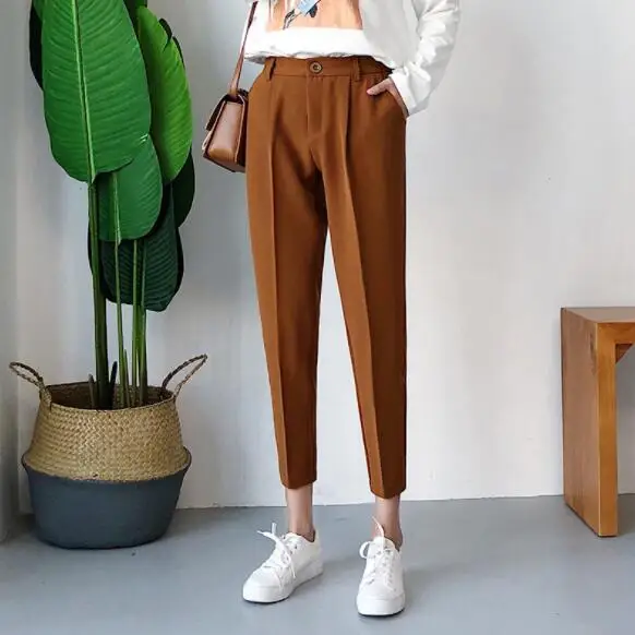 Новинка 2020 летние штаны с высокой талией женские брюки-карандаш штаны-шаровары