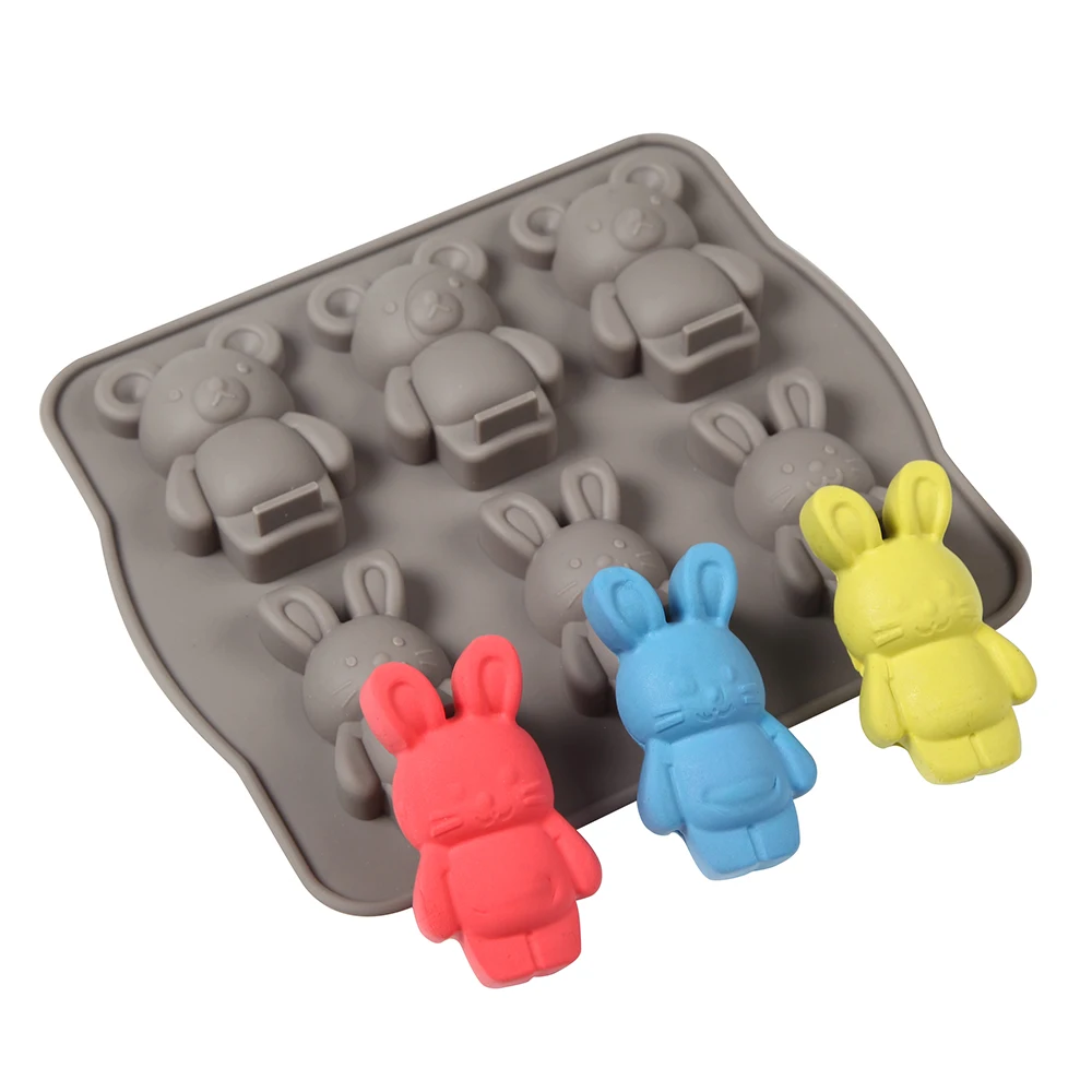 

6-Cavity Silicone Cake Molds for Baking Dessert Mousse New Decorating Moulds 3D Bear Bunny Rabbit Shape Chocolate Bakeware Tool