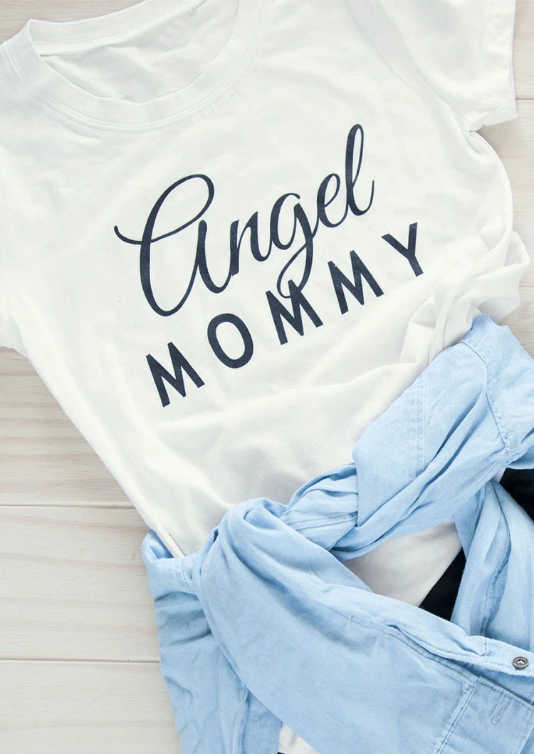 Новое поступление Ангел футболка для мамы Женская мода футболки летние топы