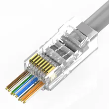 RJ45 Cat5e Cat6 UTP 8P8C Crystal Head RJ 45 Terminal Plug Through Hole Connector Computer Network Patch Cable Adapter