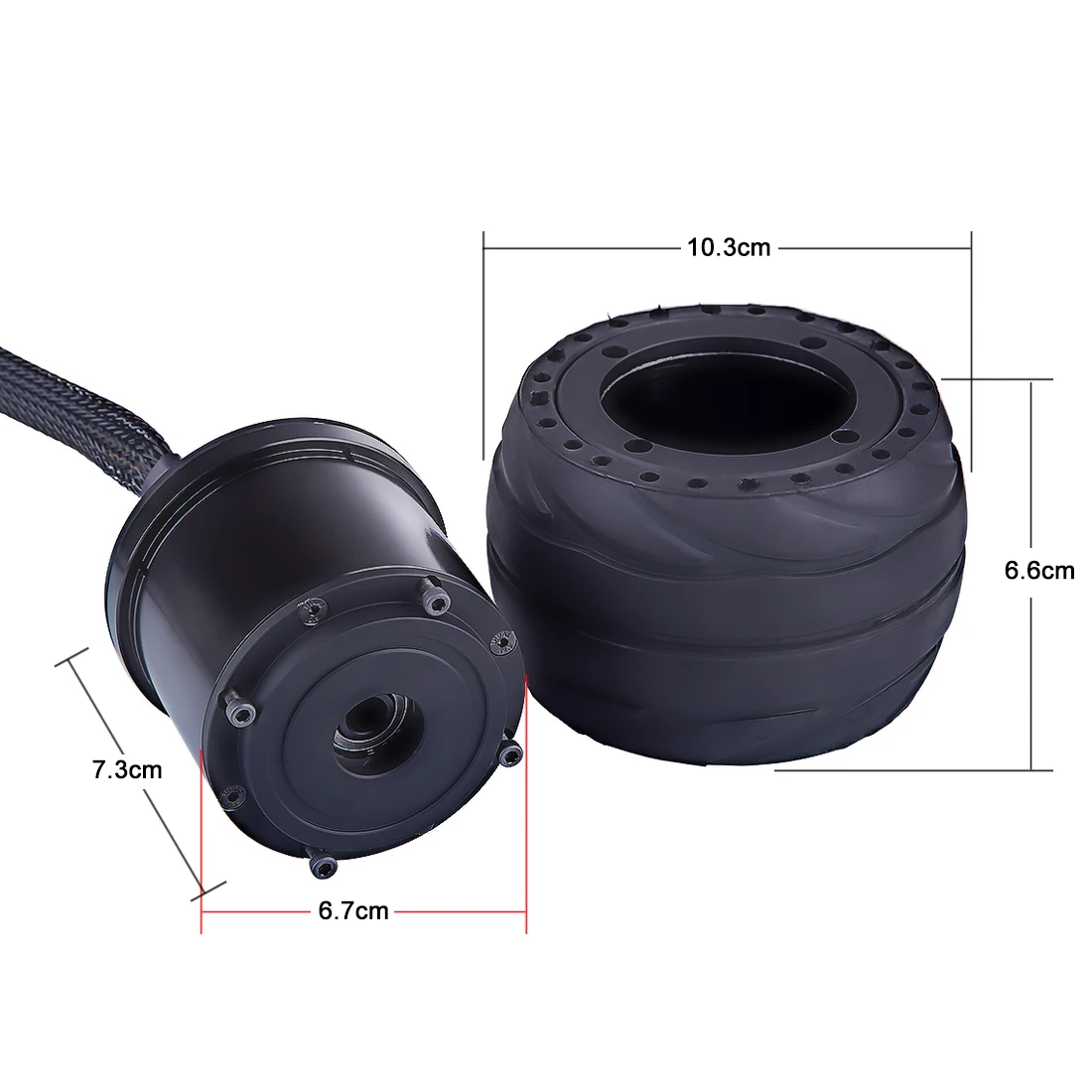 

2Pcs 105 X 66mm Maple Leaf Type Hub Motor With Replaceable All Terrain Rubber Wheels - Black
