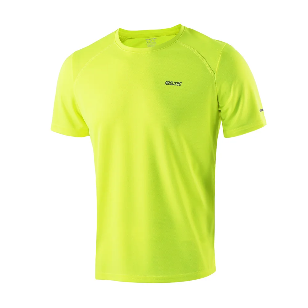 ARSUXEO Summer Running Sports T Shirt Men Gym Shirt Short Sleeves Quick Dry Jersey Fitness Crossfit Men's Tennis Training Shirt