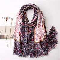 women floral print scarf tropical plant printing scarf girls multi printed scarves soft spring summer cape shawl wrap long scarf
