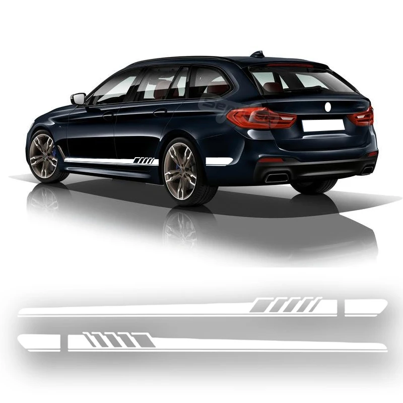 

2Pcs Car Side Skirt Stripes Stickers Body Vinyl Decal For BMW X1 X3 X5 X6 1 3 5 7 Series E90 E46 E39 F30 F34 Car Accessories