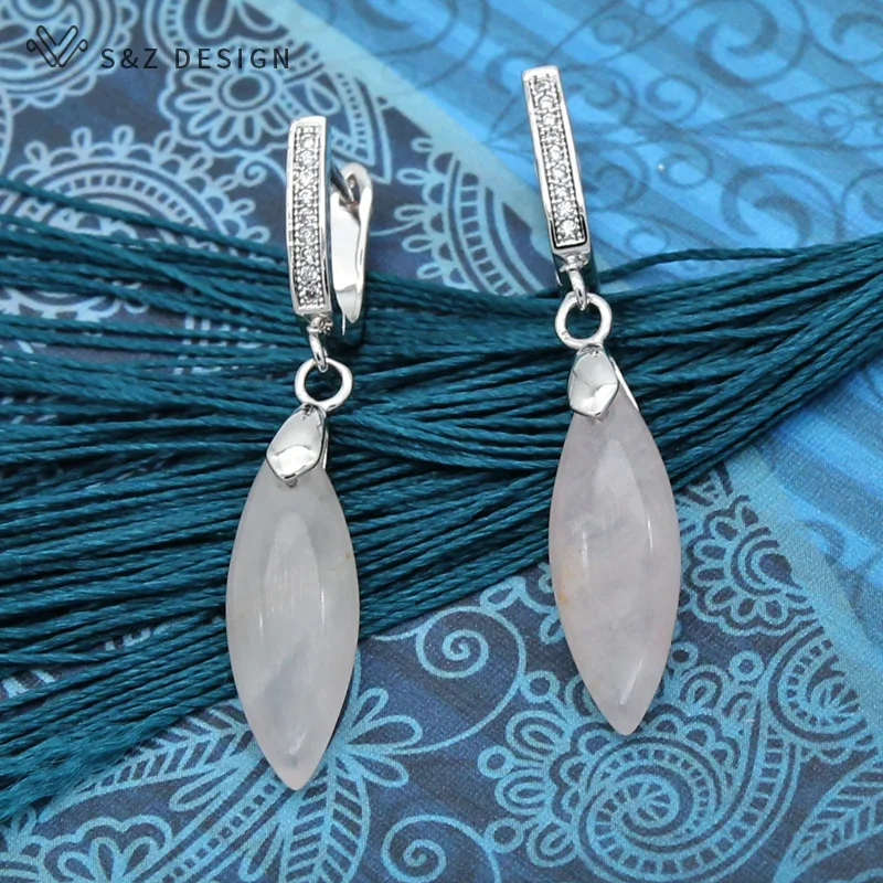 S & Z модное кристаллическое Украшение конский глаз пудра висячие серьги 585