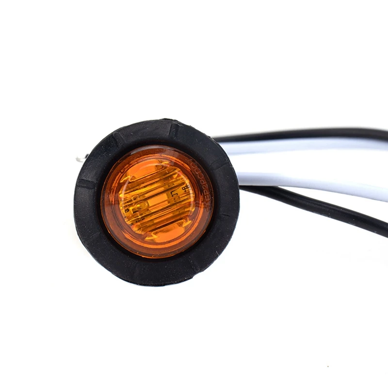 

20PCS Yellow/White 12V 3/4Inch Round LED for ATV Trailer Truck Boat Bus RV Side Marker Indicators Light Lamp