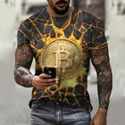 Мужская футболка с принтом биткоина, Свободный пуловер с коротким рукавом и круглым вырезом, с 3D принтом, с надписью, повседневный дизайн, мужская одежда