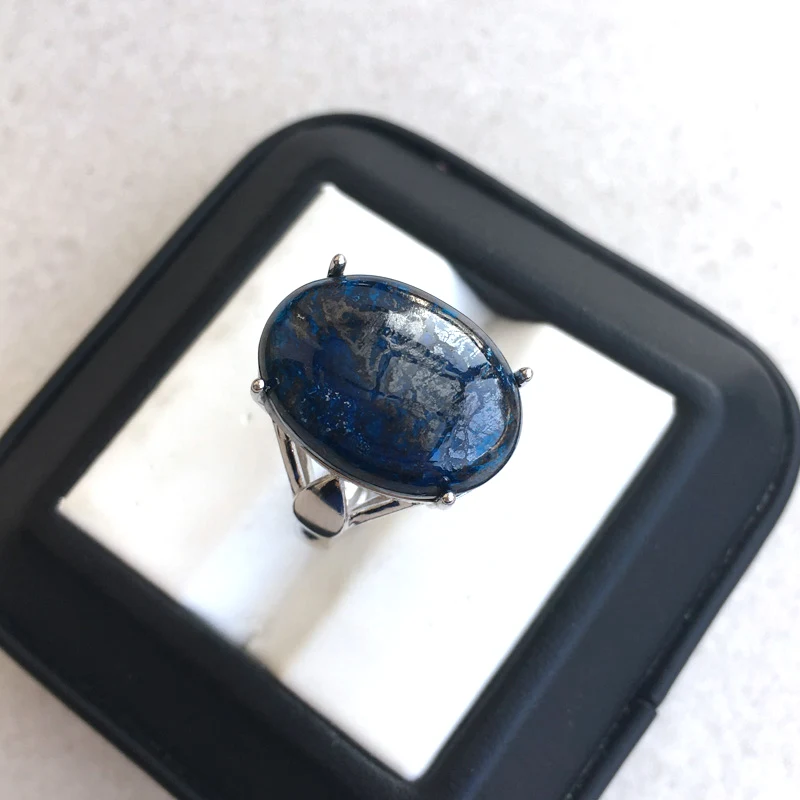 Женское кольцо с большим камнем CSJ из натурального хрусталя Овальный Малахит 13*18