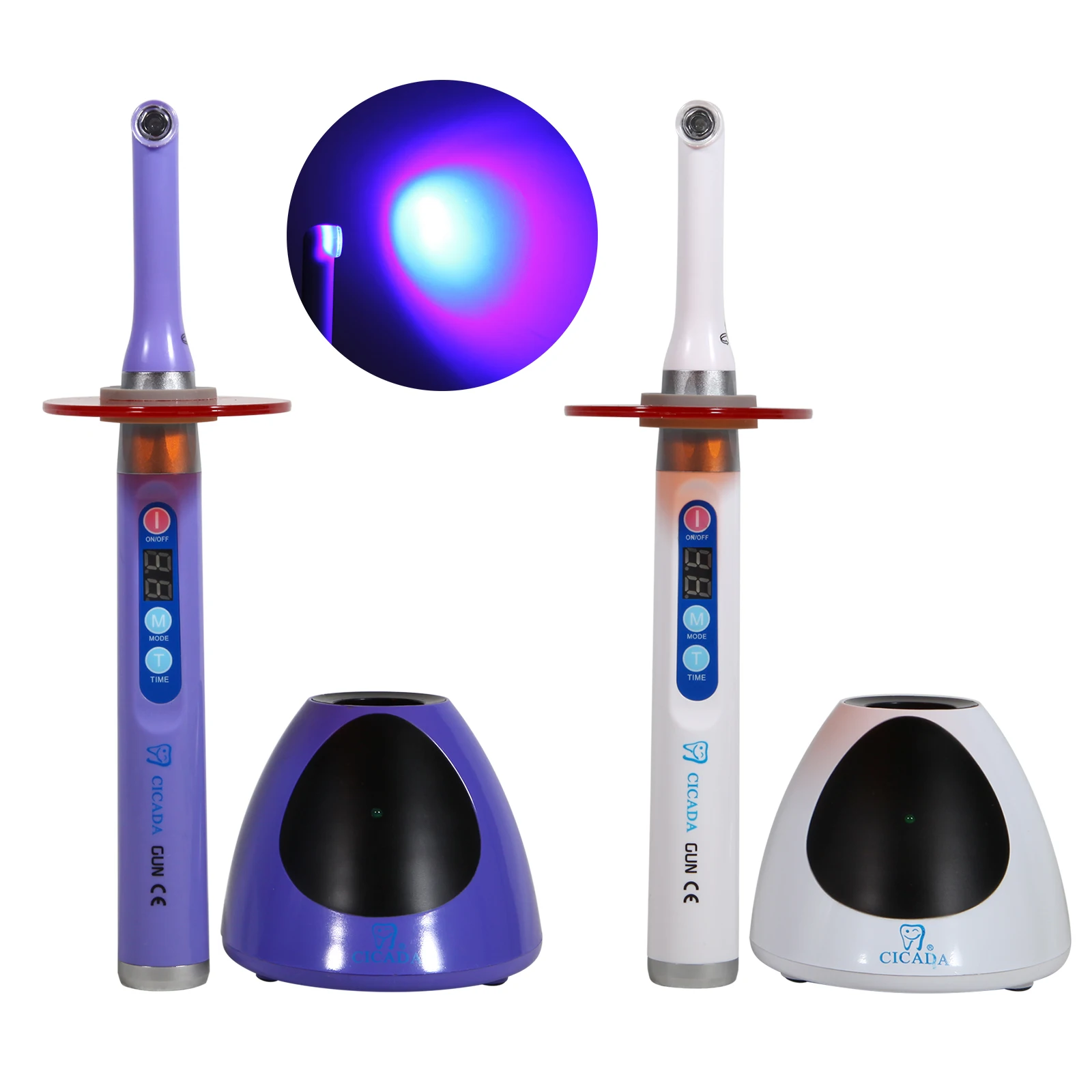 

Dental LED Wireless LED Curing Light Lamp 2300MW 1 Second Cure Handpiece Constant Power Output White/Purple