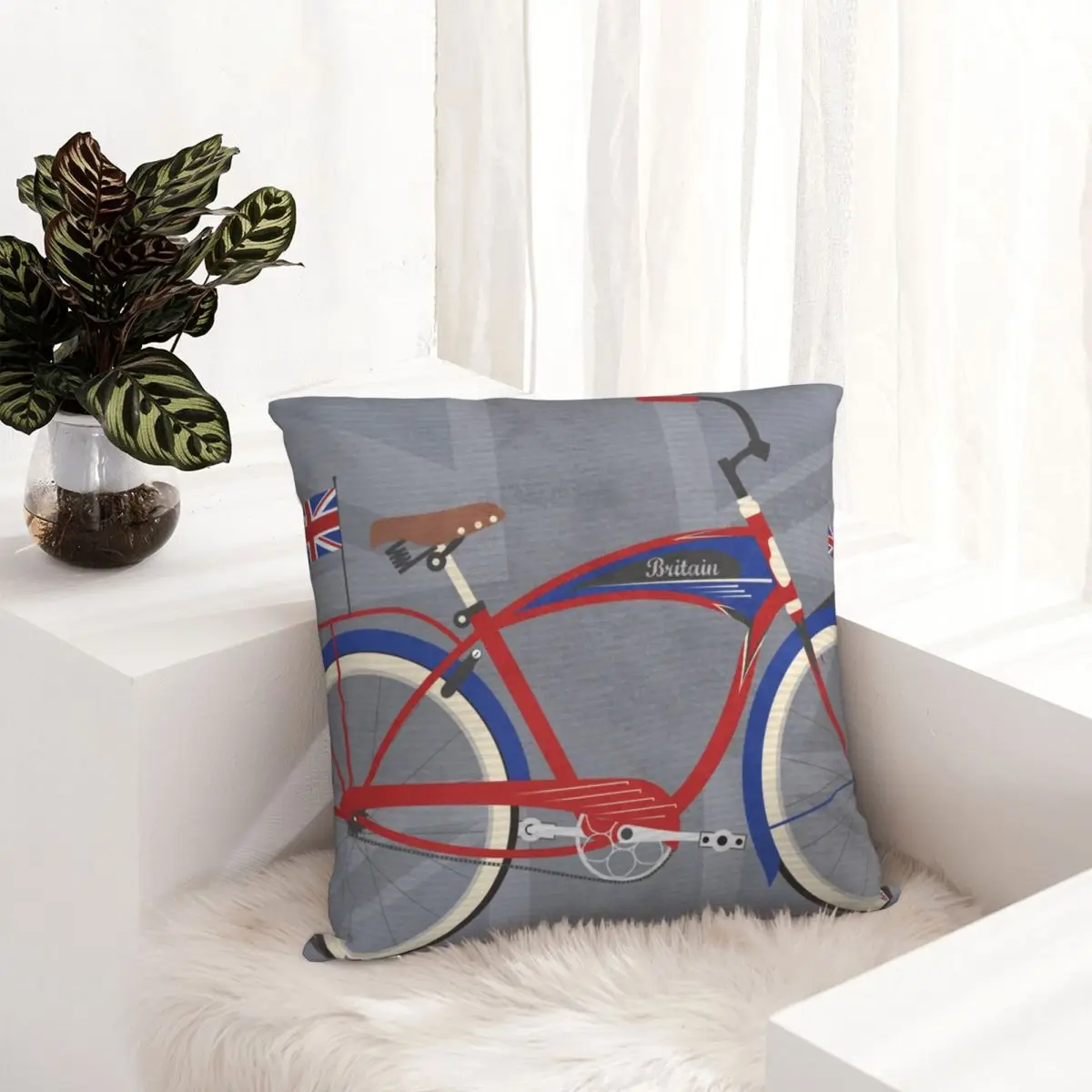 British Bicycle Square Pillowcase Cushion Cover Creative Zipper Home Decorative Throw Pillow Case for Sofa Nordic 45*45cm images - 6