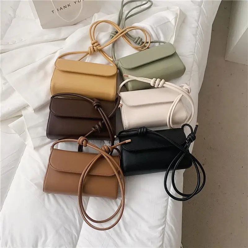 

Square Flap Crossbody Bags For Women 2021 Solid Fashion PU Leather Handbags Purse Branded Designer Small Shoulder Bags