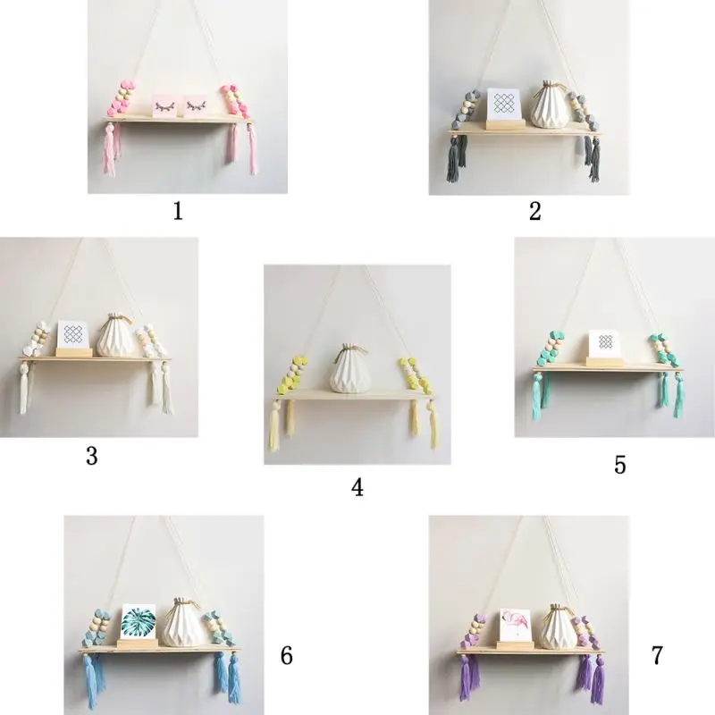 Деревянные полки с бусинами в скандинавском стиле кисточками настенный клэптоп