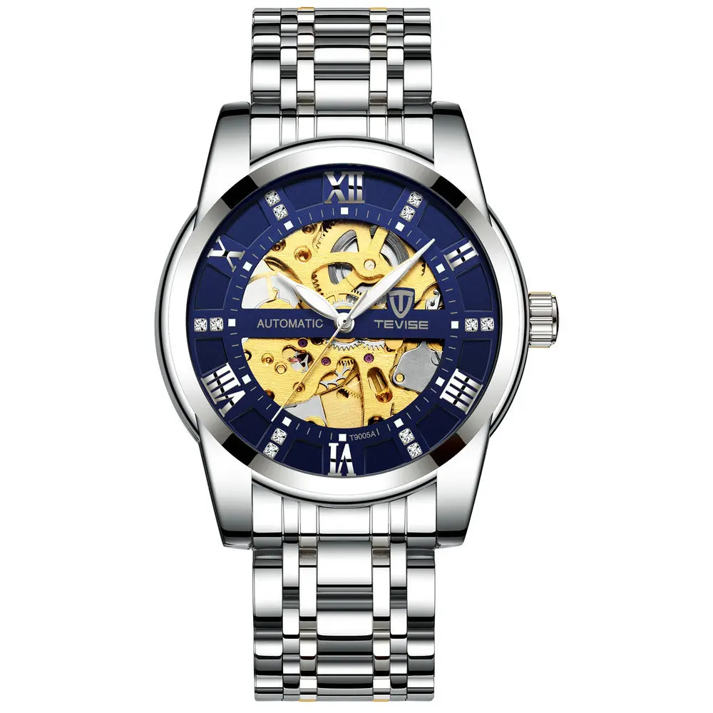 

TEVISET900 men's mechanical steel belt watch heavy industry hollow bottom men's watch