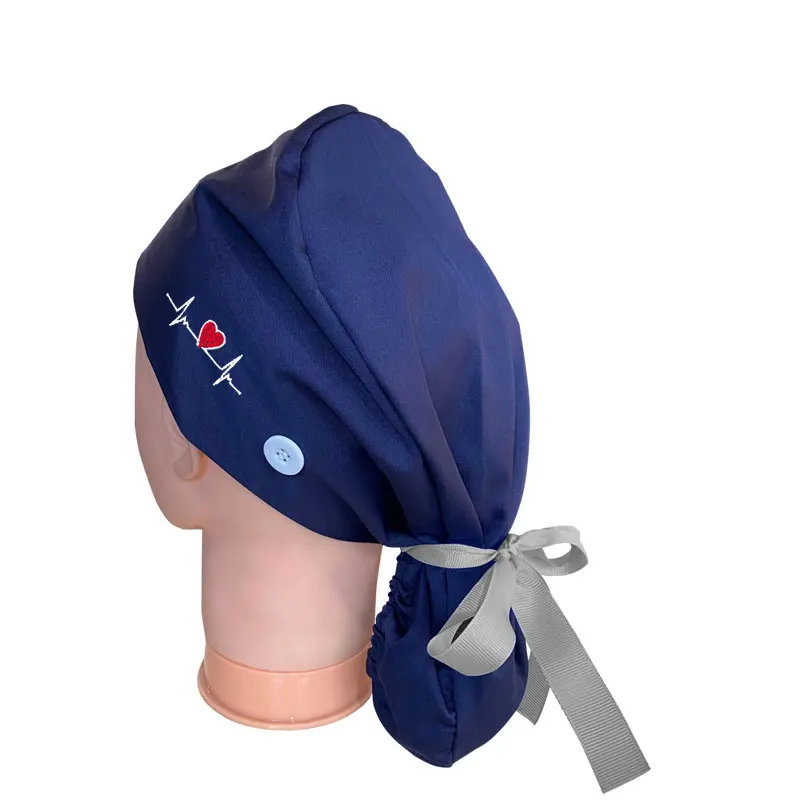 

Cotton Doctor Hat Butterfly Lace Up Cap Sweat-absorbent Towe Electrocardiogram Printing Nurse Hat Surgical Baotou Cap