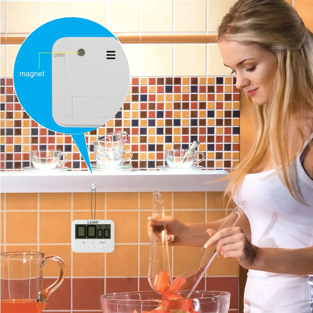 

LESHP Kitchen Timer Loud Countdown Timer with Magnetic Large Display Screen Clockwise Function Simple Operation Compact