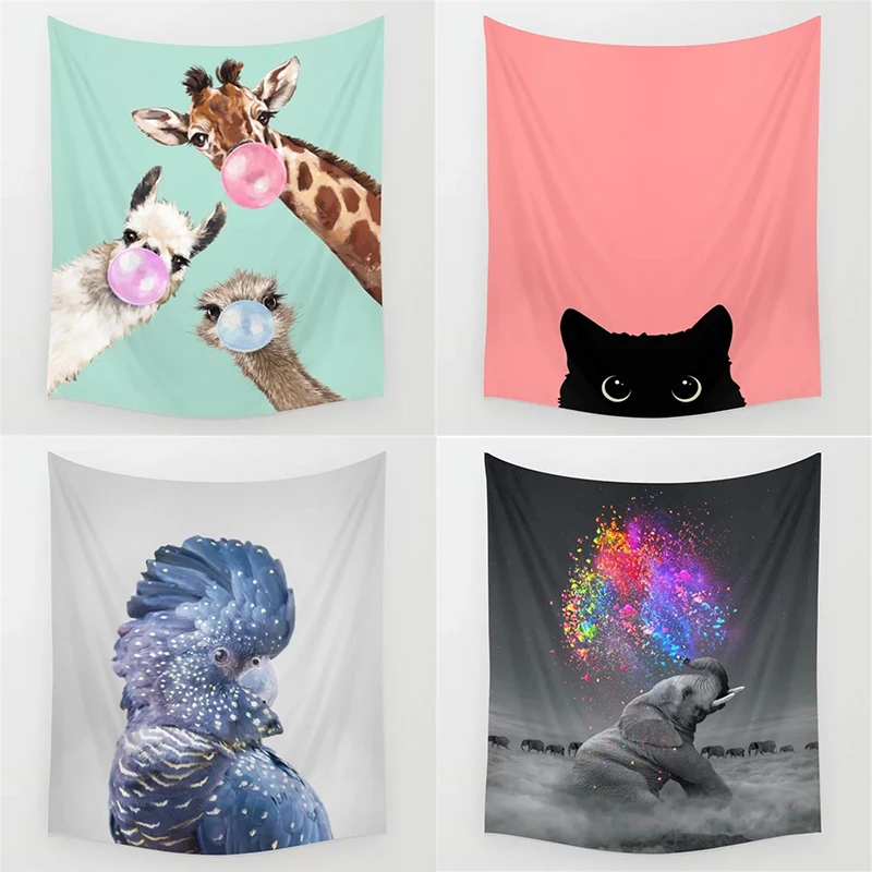 Прямая поставка гобелен с животным попугаем настенный хиппи домашний декор