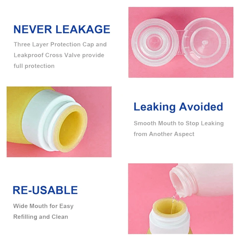 4 упаковки Гладкий силиконовый дорожный контейнер аксессуары для путешествий