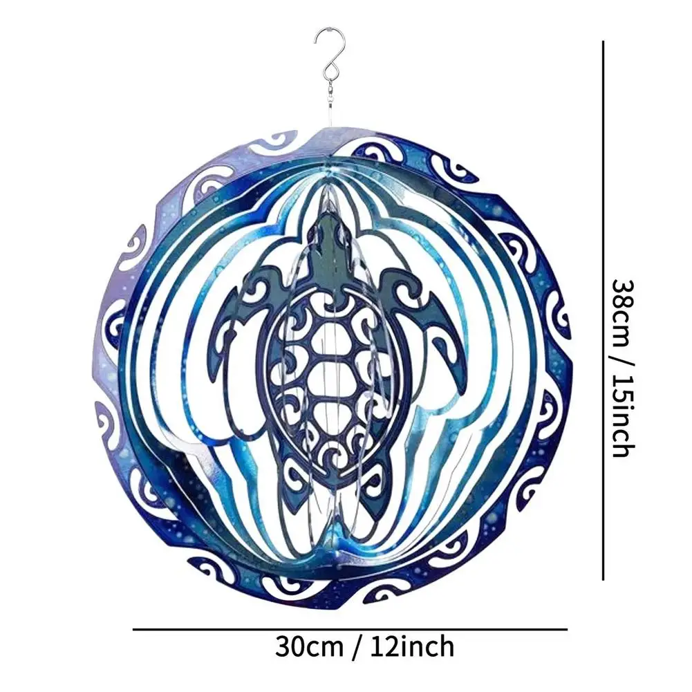 

3D Metal Wind Chime Geometric Sea Turtle Rotating Wind Spinner Garden Balcony Wall Art Hanging Yard Decoration Ornaments