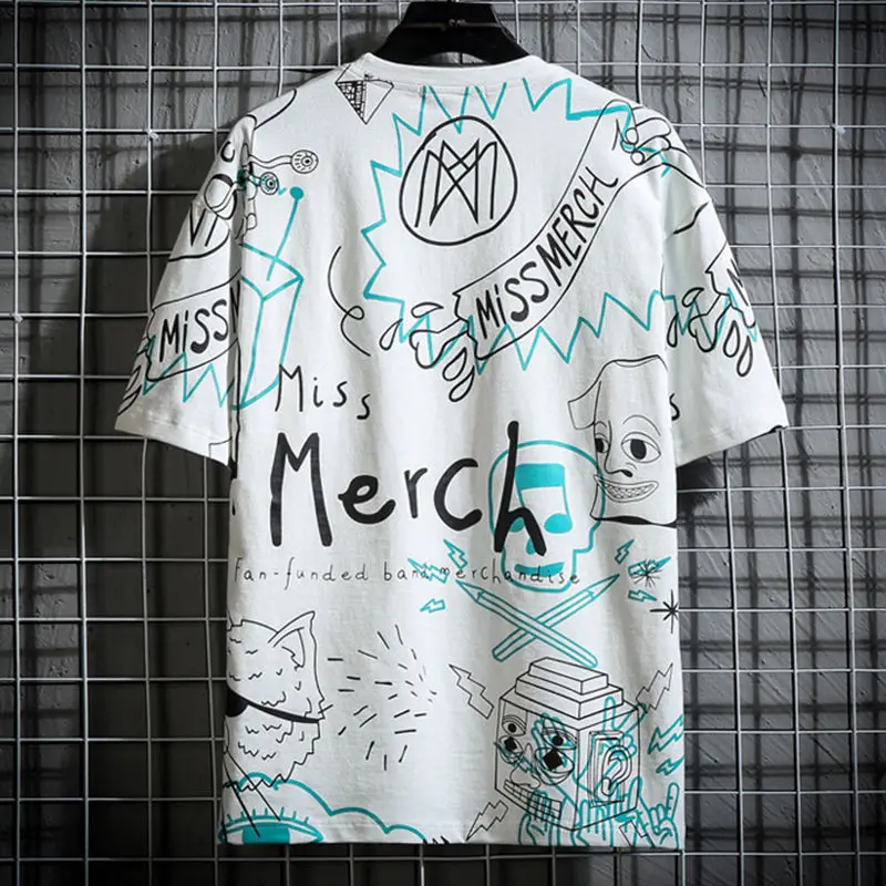 

Summer fashion English letters short sleeve men's printed round neck loose fashion Korean men's T-shirt