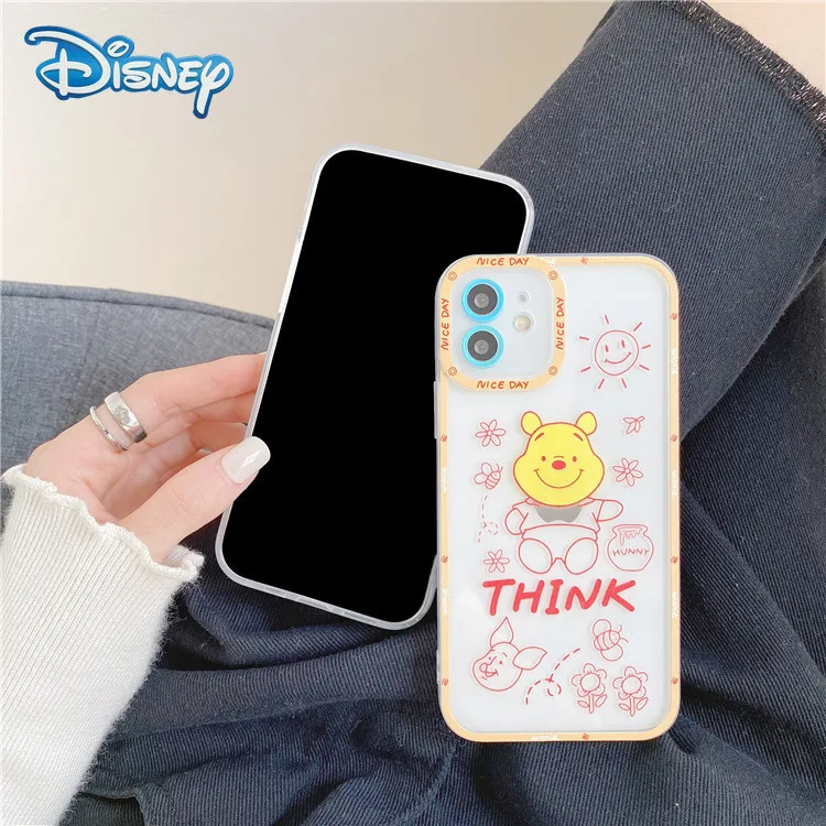 

Disney Winnie the Pooh Cartoon Phone Case for iPhone 13 12 11 Pro Max Mini XR XS Plus Cute Couples Anti-fall Back Covers