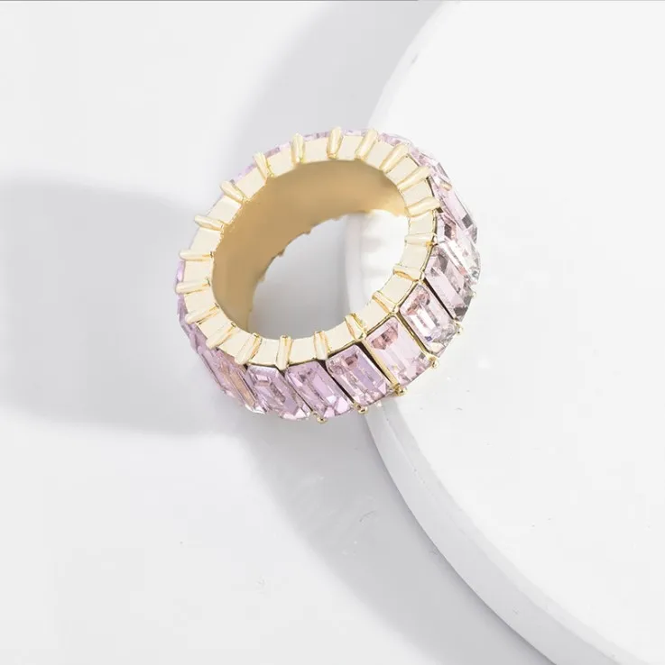 pink 7 стилей изысканное Радужное кольцо цвет ful многоцветный Цирконий вечность площадь багет золотой перстень для женщин женские ювелирные изделия аксессуар - Цвет основного камня: pink