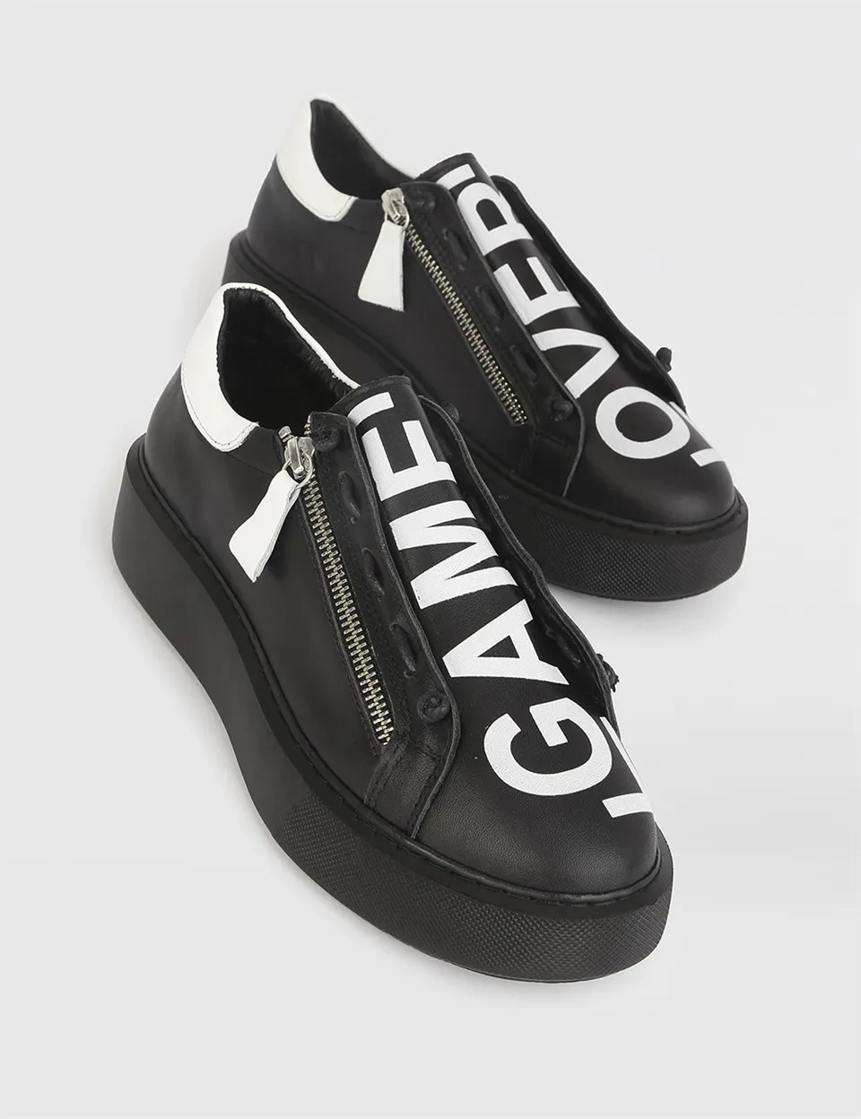 

ILVi-Genuine Leather Handmade Lokon Black White Leather Women's Sneaker Women Shoes 2021 Spring/Summer