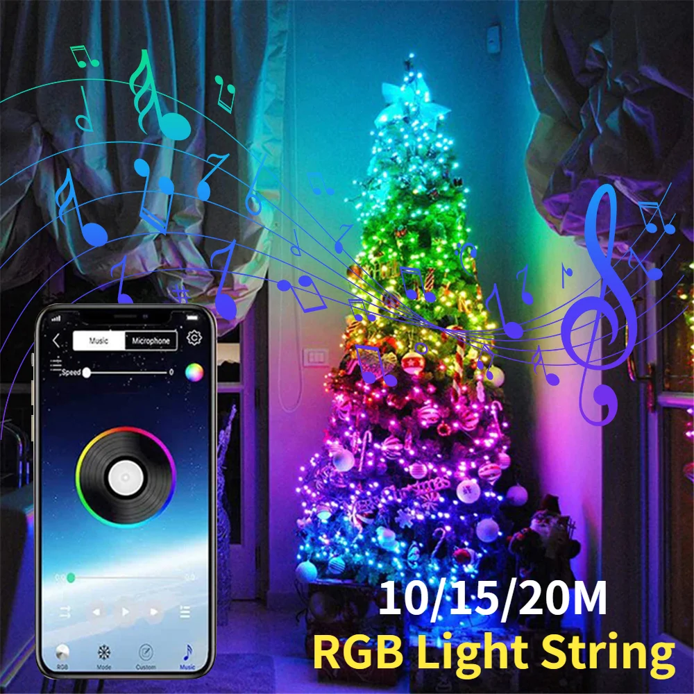 

USB LED String Light Bluetooth App Control String Light Lamp Waterproof Outdoor Fairy Light Christmas Tree Decoration room light
