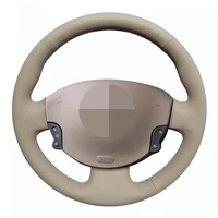 car steering wheel cover soft beige genuine leather for renault megane 2 2003 2008 kangoo 2008 scenic 2 2003 2009
