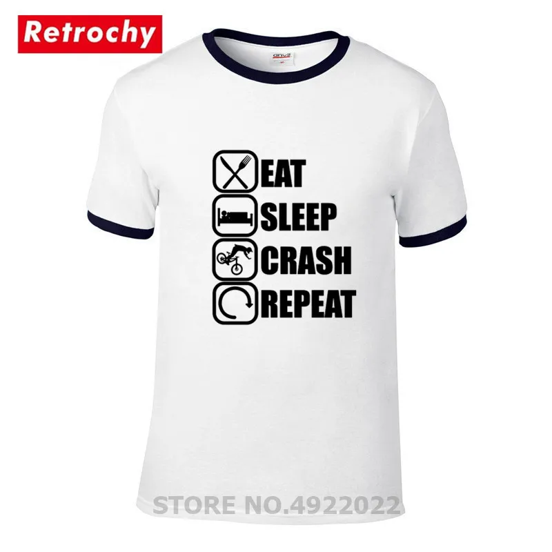 Забавные горный велосипедная Футболка Модные Sreetwear MTB жизни &quot Eat Sleep аварии