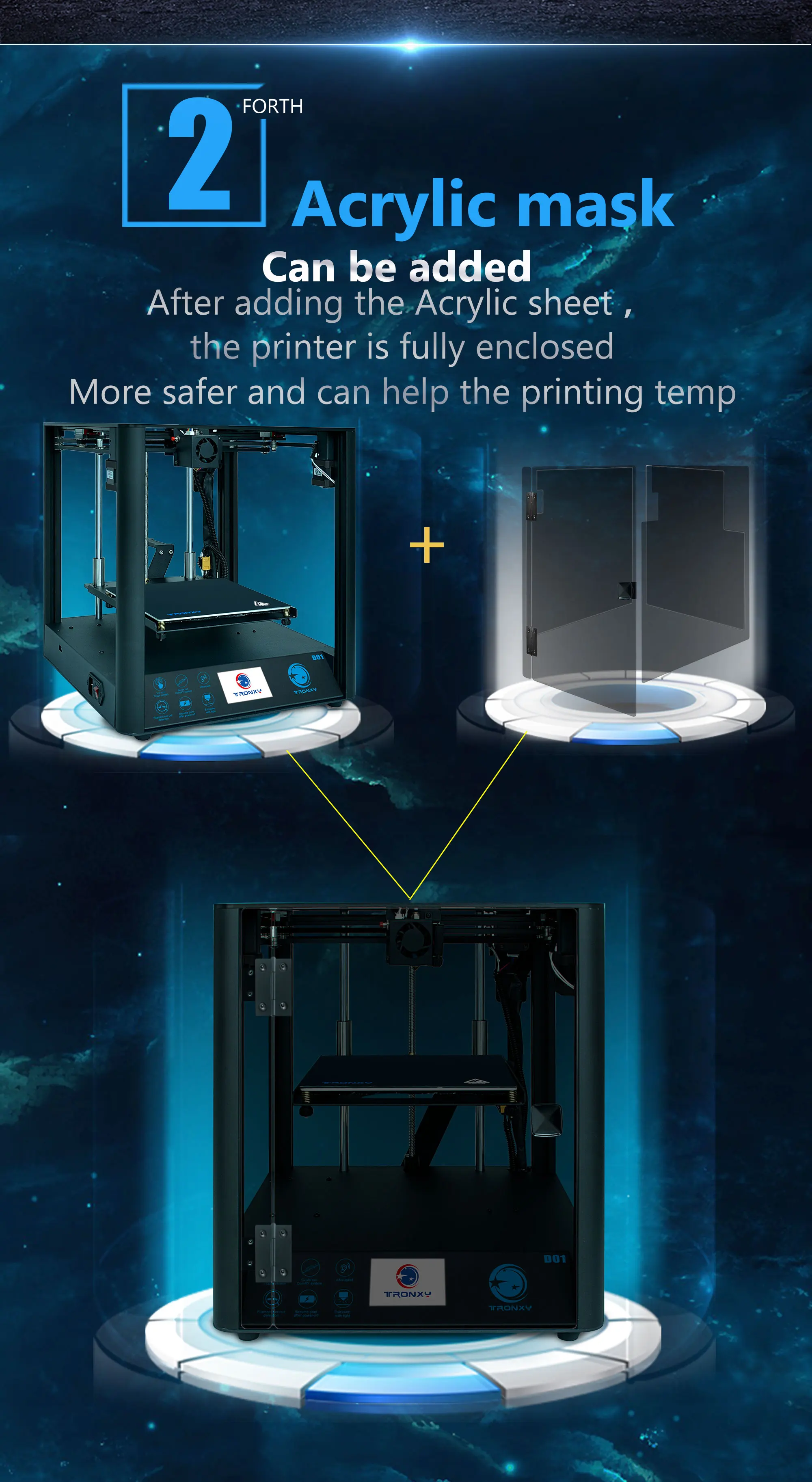 2019Tronxy D01 3d принтер промышленная линейная направляющая ядро XY Titan экструдер бесшумный дизайн высокоточное качество печати