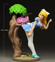 124 75mm 118 100mm resin model figure pretty girl and cat unpainted no color rw 235