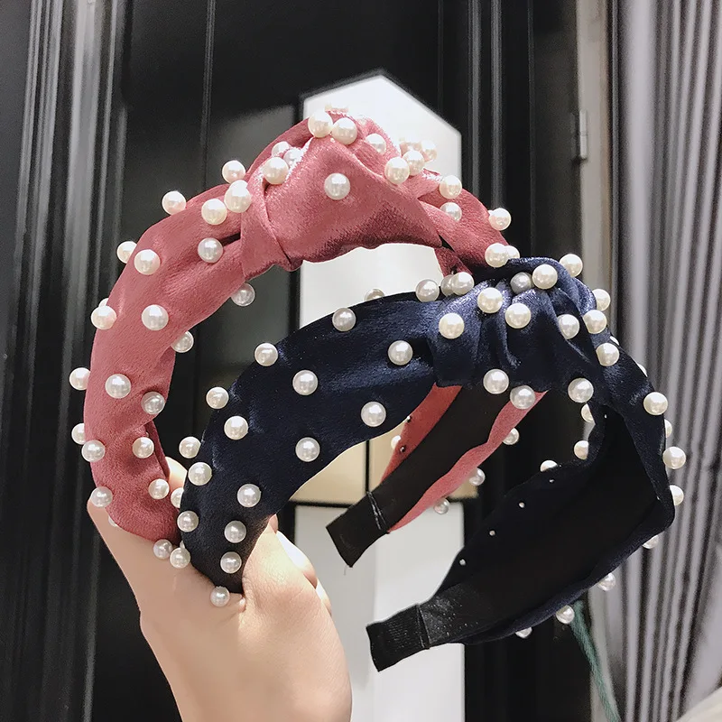 Европейско-американская взрывная жемчужная атласная ободочка для волос среднего перекрестного узла сто раз мыть букле-аксессуар для женщин на лицо.