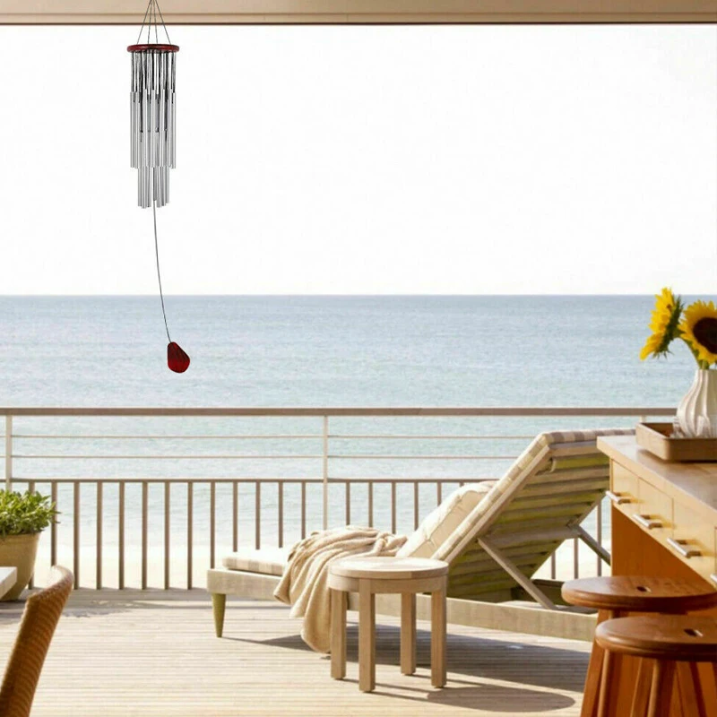 

Wind Chime Outdoor Living Room home Yard Garden Tubes Bells Nordic Solid Wood + Metal Creativity 12 Tubes Door Hanging Decor