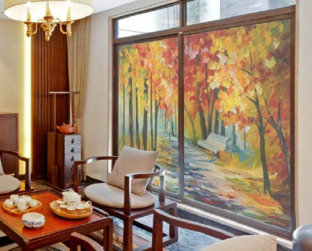 Oil Painting Style Glass Foil Custom Size Static Cling Sun-Block Home Decals For Kitchen Bathroom Balcony Living Room 40cmx100cm Oil Painting Style Glass Foil Custom Size Static Cling Sun-Block Home Decals For Kitchen Bathroom Balcony Living Room 40cmx100cm