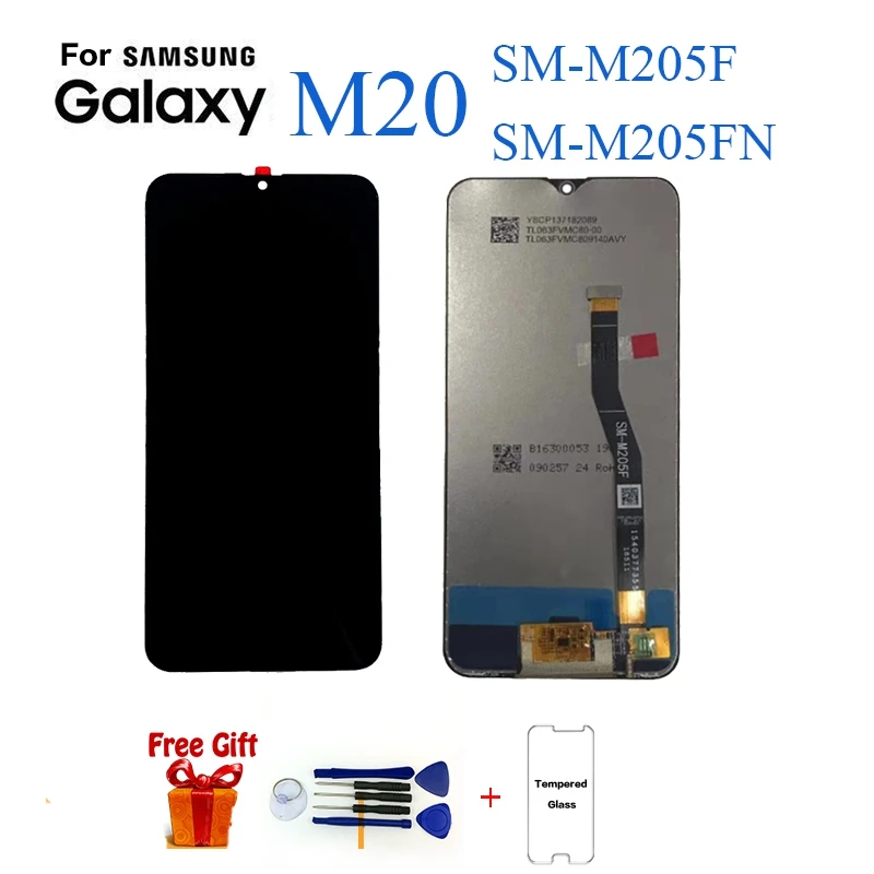 6," для SAMSUNG Galaxy M205 M20 M205F ЖК-экран и сенсорный стеклянный дигитайзер в сборе с комплектами