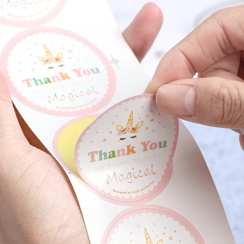 50 шт./лот милый единорог &quotСпасибо волшебная&quot наклейка конверт подарочная