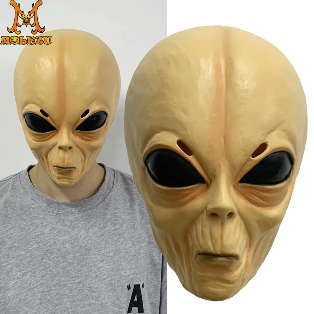 

Alien Head Mask Cosplay Scary Full Face UFO Alien Latex Masks Helmet Halloween Masquerade Party Costume Props