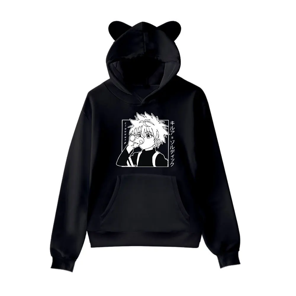 

2021 толстовки с капюшоном Hunter & Hunter из аниме «кошачьи ушки», Сексуальная Милая Повседневная Уличная одежда в стиле хип-хоп для мальчиков и дев...