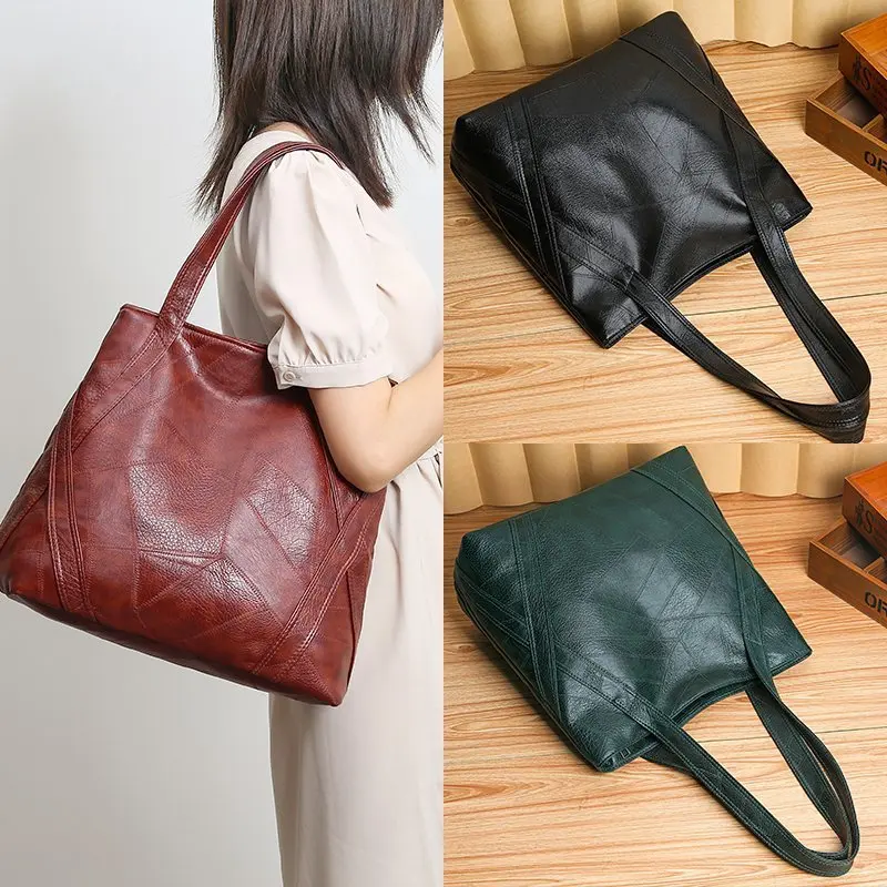 

New Soft Leather PU handbags for women large capacity brown tote shoulder crossbody bag messenger bucket bag luxury brand wallet