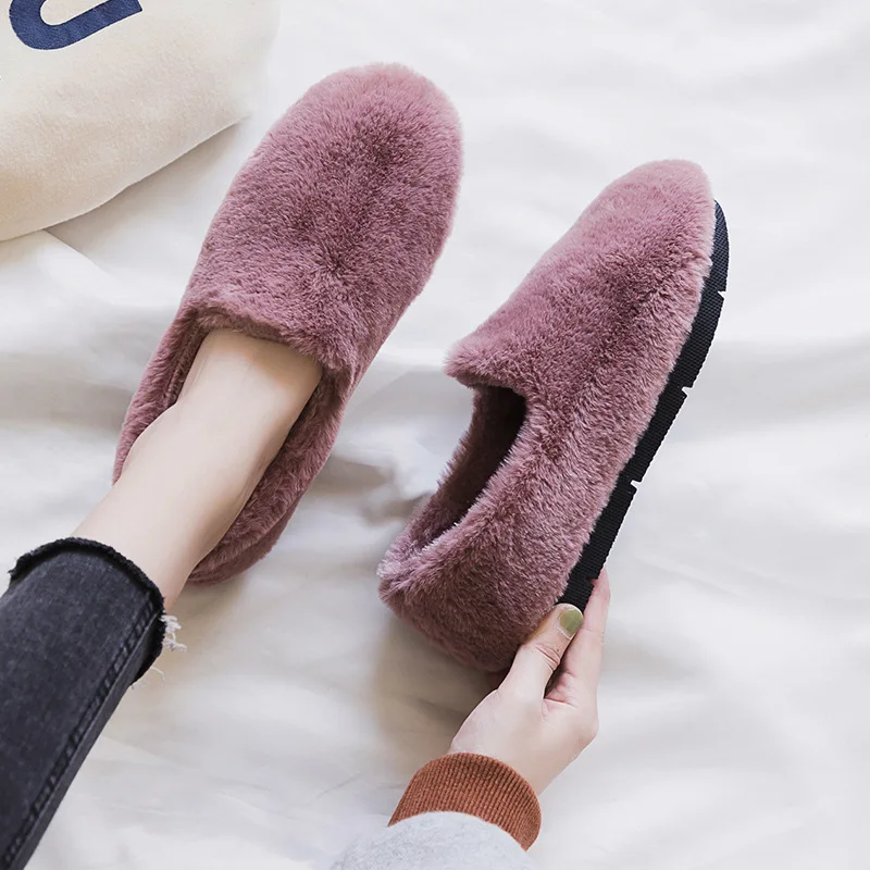 Женская обувь с мехом Новинка зимы 2019 Обувь в горошек бархатом для учащихся из