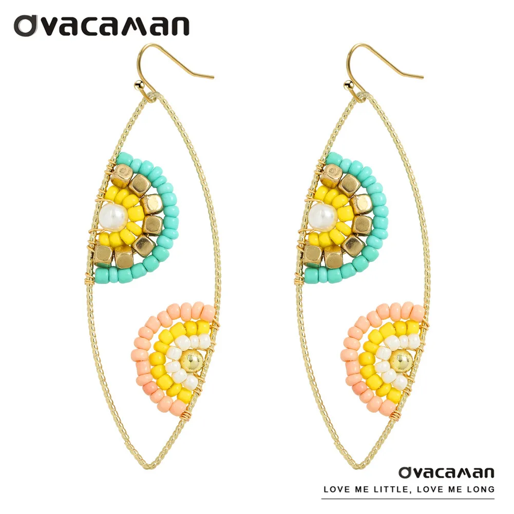 

Dvacaman New Design Multi Layered Colorful Beaded Earrings for Women Boho Handmade cz Pearl Seed Beads Irregular Dangle Earrings