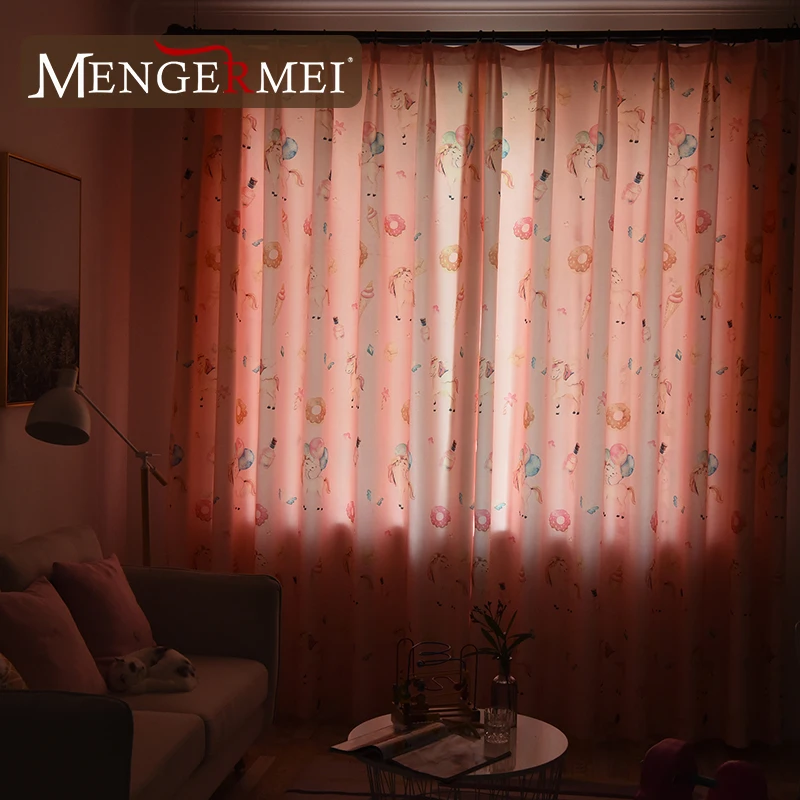MENGERMEI Единорог занавески гостиная детские шторы для гостиной спальни детей