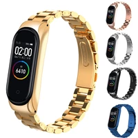 luxury smart watch strap for xiaomi mi band 6 5 4 3 nfc stainless steel bracelet for miband 6 gold watchband wristband correa